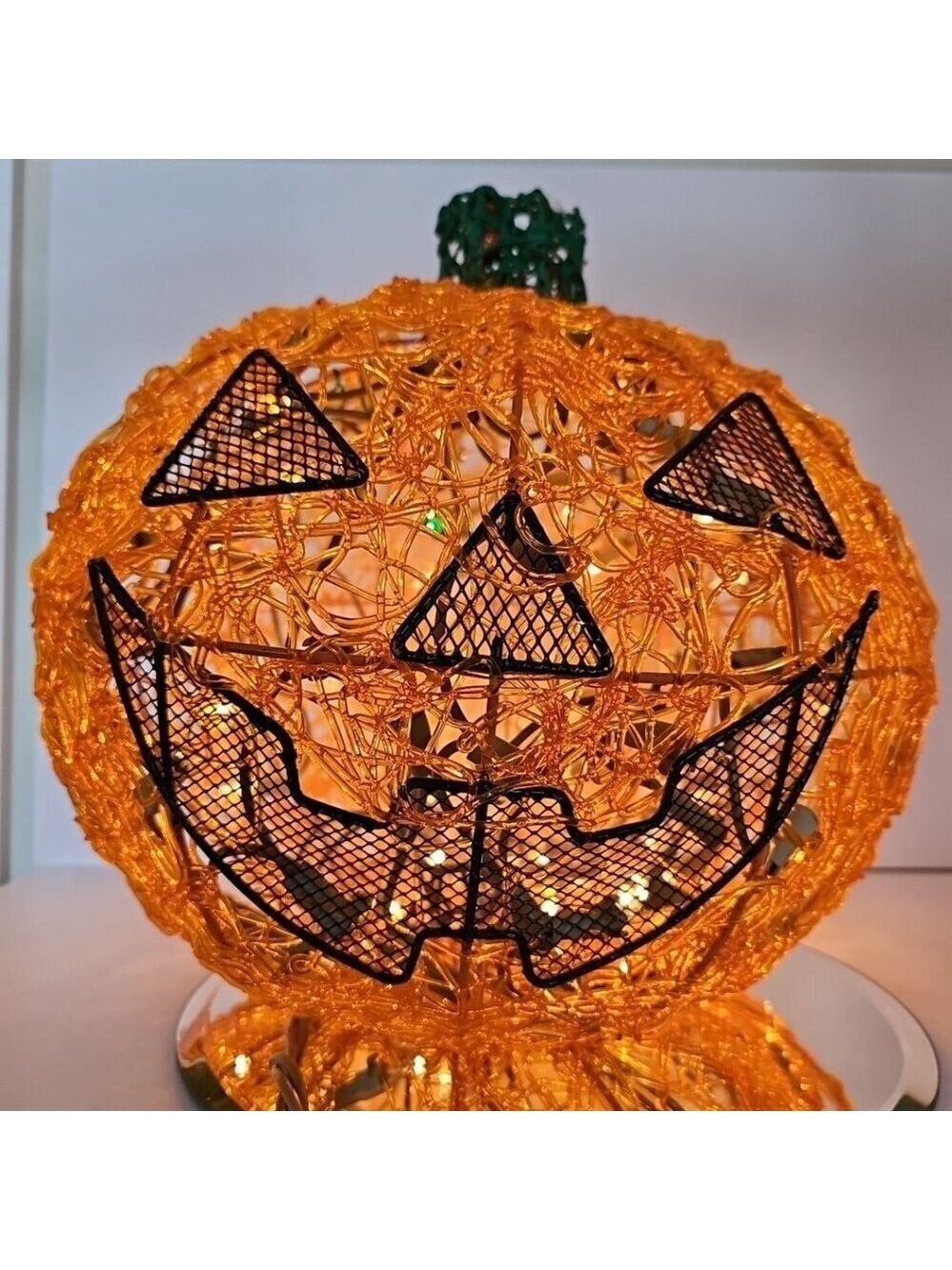 1970s Halloween Spun Spaghetti Lucite Plastic Pumpkin Jack O Lantern Read